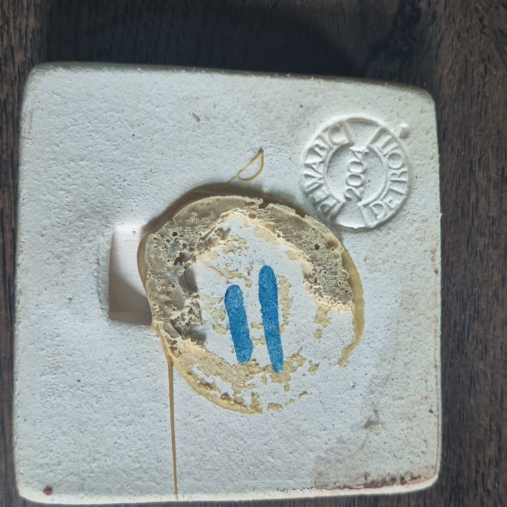 Vintage Pewabic Detroit Pottery Celtic Swirl Blue and Brown Ceramic Hanging Tile - Picture 3 of 3